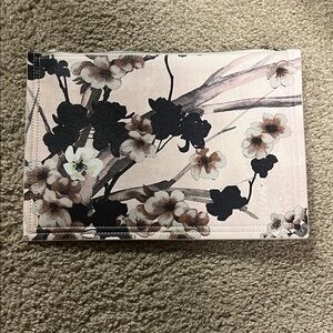 White House Black Market Floral Clutch - Black and Cream